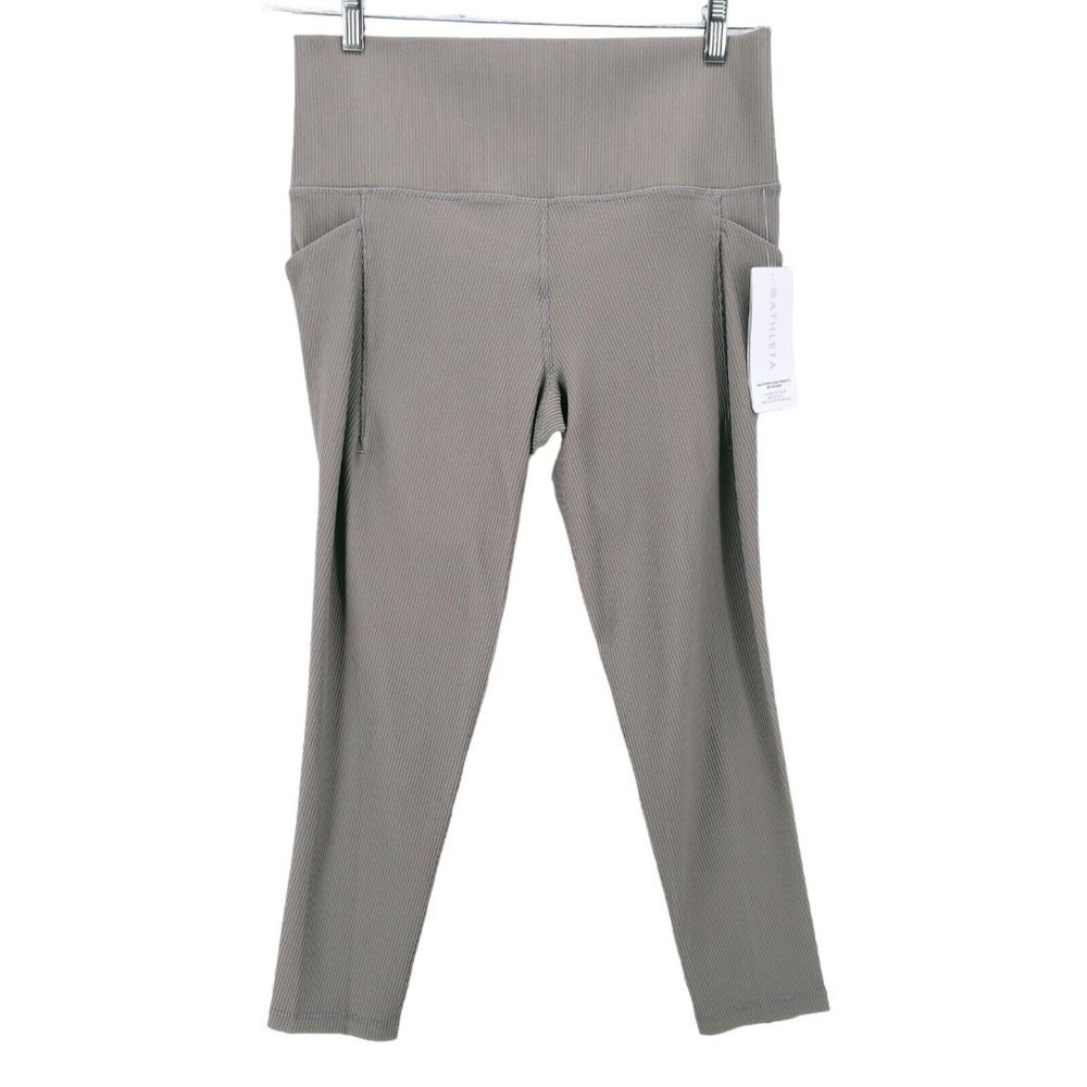NWT ATHLETA Salutation Stash Pocket II Rib 7/8 Tight Legging Ribbed Gray